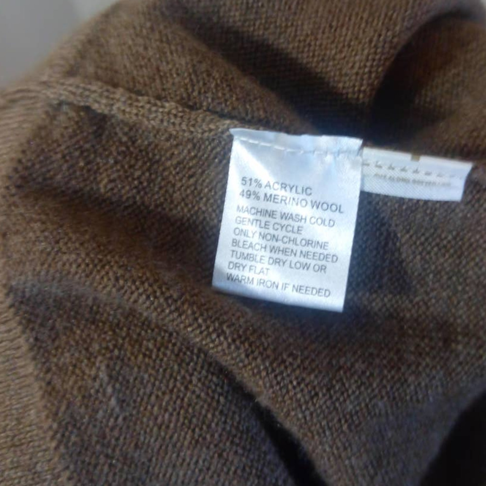 The LOFT Women Sz XS Taupe Brown Short Sleeve Knit Dress Wool Blend Sash Pleat - Picture 6 of 6